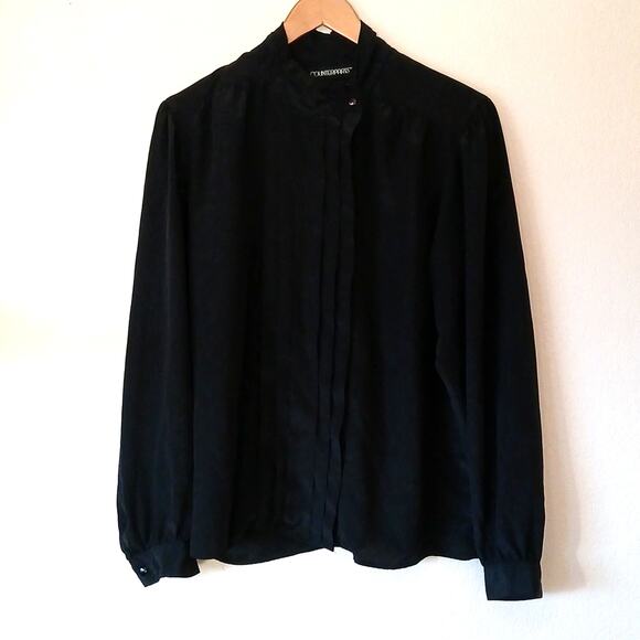 Counterparts Tops - Vintage Counterparts Black High Neck Blouse Full Button Down